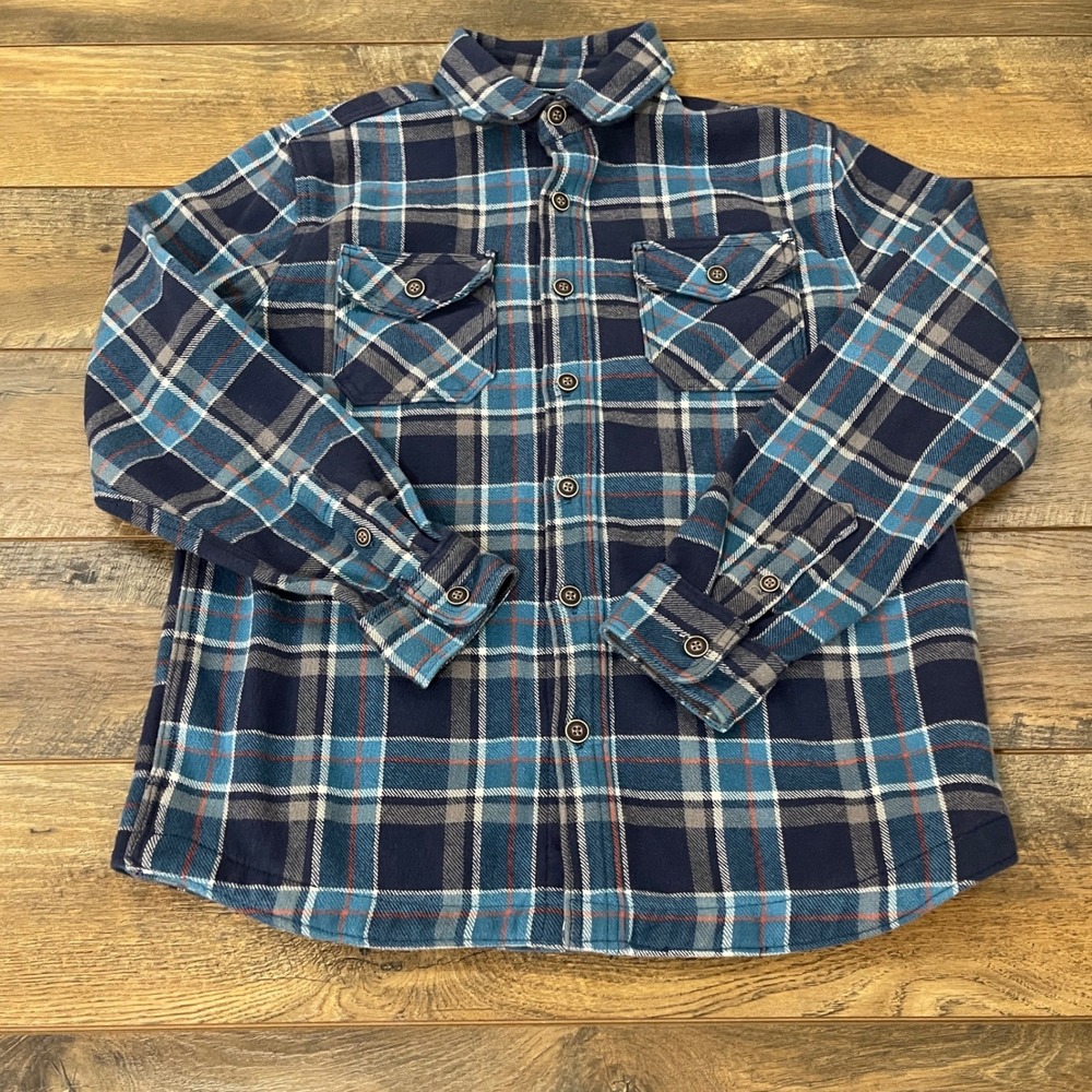 Lee Mens Blue Plaid Lined Flannel Shirt Regular Fit Medium Cotton Thermal Cabin